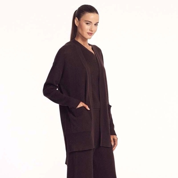 360 Cashmere Vianca Cashmere Long Cardigan in Cafe Noir - Picture 2 of 16